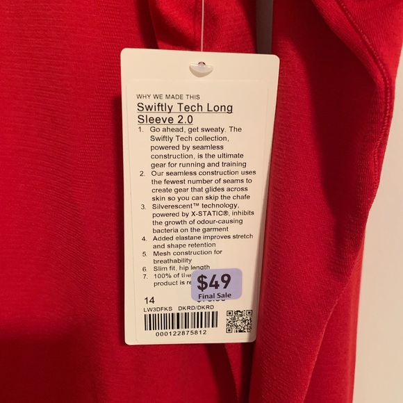 New, lululemon swiftly tech 2.0 long sleeve top - Picture 2 of 5
